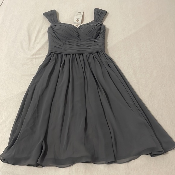 Awei Bridal Grey Chiffon Ruched Dress..NEW.. Size 2 Bridesmaid Formal Cocktail - Picture 3 of 4